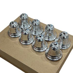 Set Of 8 Silver & Amber Bell-Shaped Ornaments